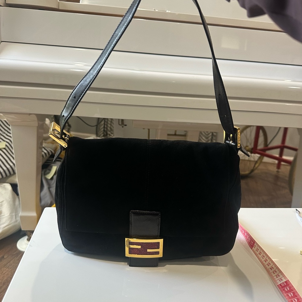 Fendi Black Shoulder Bag with Gold Accent